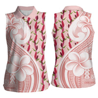 Samoa Teuila Women Sleeveless Polo Shirt Pink Samoan Siapo Motifs