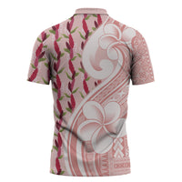 Samoa Teuila Zipper Polo Shirt Pink Samoan Siapo Motifs