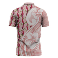Samoa Teuila Zipper Polo Shirt Pink Samoan Siapo Motifs LT05 - Polynesian Pride