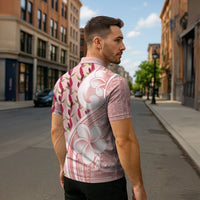 Samoa Teuila Zipper Polo Shirt Pink Samoan Siapo Motifs LT05 - Polynesian Pride