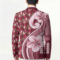 Samoa Teuila Blazer Maroon Samoan Siapo Motifs