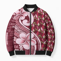 Samoa Teuila Bomber Puffer Jacket Maroon Samoan Siapo Motifs
