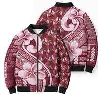 Samoa Teuila Bomber Puffer Jacket Maroon Samoan Siapo Motifs