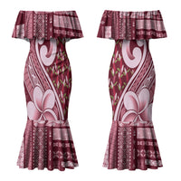 Samoa Teuila Couples Matching Mermaid Dress and Long Sleeve Button Shirt Maroon Samoan Siapo Motifs LT05 - Polynesian Pride