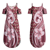 Samoa Teuila Couples Matching Summer Maxi Dress and Long Sleeve Button Shirt Maroon Samoan Siapo Motifs LT05 - Polynesian Pride