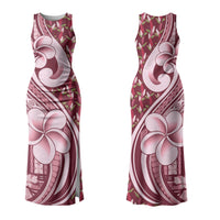 Samoa Teuila Couples Matching Tank Maxi Dress and Long Sleeve Button Shirt Maroon Samoan Siapo Motifs LT05 - Polynesian Pride