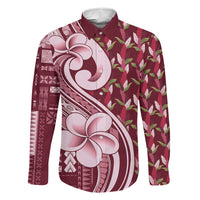 Samoa Teuila Family Matching Long Sleeve Bodycon Dress and Hawaiian Shirt Maroon Samoan Siapo Motifs