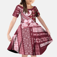 Samoa Teuila Family Matching Mermaid Dress and Hawaiian Shirt Maroon Samoan Siapo Motifs