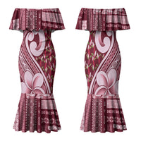 Samoa Teuila Family Matching Mermaid Dress and Hawaiian Shirt Maroon Samoan Siapo Motifs LT05 Mom's Dress Maroon - Polynesian Pride