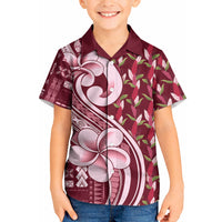 Samoa Teuila Kid Hawaiian Shirt Maroon Samoan Siapo Motifs LT05 Kid Maroon - Polynesian Pride