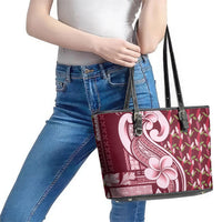 Samoa Teuila Leather Tote Bag Maroon Samoan Siapo Motifs