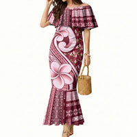 Samoa Teuila Mermaid Dress Maroon Samoan Siapo Motifs LT05 Women Maroon - Polynesian Pride
