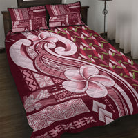 Samoa Teuila Quilt Bed Set Maroon Samoan Siapo Motifs