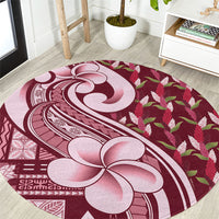 Samoa Teuila Round Carpet Maroon Samoan Siapo Motifs