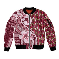 Samoa Teuila Sleeve Zip Bomber Jacket Maroon Samoan Siapo Motifs