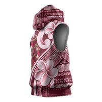 Samoa Teuila Sleeveless Hoodie Maroon Samoan Siapo Motifs
