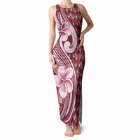 Samoa Teuila Tank Maxi Dress Maroon Samoan Siapo Motifs LT05 Women Maroon - Polynesian Pride