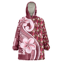 Samoa Teuila Wearable Blanket Hoodie Maroon Samoan Siapo Motifs