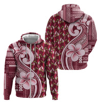 Samoa Teuila Zip Hoodie Maroon Samoan Siapo Motifs