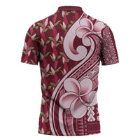 Samoa Teuila Zipper Polo Shirt Maroon Samoan Siapo Motifs LT05 - Polynesian Pride