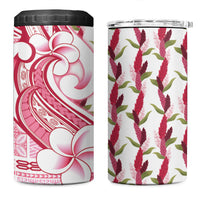 Samoa Teuila 4 in 1 Can Cooler Tumbler White Samoan Siapo Motifs
