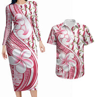Samoa Teuila Couples Matching Long Sleeve Bodycon Dress and Hawaiian Shirt White Samoan Siapo Motifs LT05 White - Polynesian Pride