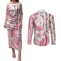 Samoa Teuila Couples Matching Puletasi and Long Sleeve Button Shirt White Samoan Siapo Motifs LT05 White - Polynesian Pride