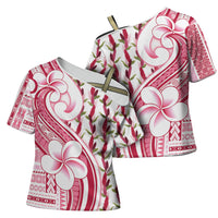 Samoa Teuila Cross Shoulder Shirt White Samoan Siapo Motifs