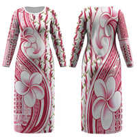 Samoa Teuila Family Matching Long Sleeve Bodycon Dress and Hawaiian Shirt White Samoan Siapo Motifs LT05 Mom's Dress White - Polynesian Pride