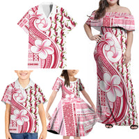Samoa Teuila Family Matching Off Shoulder Maxi Dress and Hawaiian Shirt White Samoan Siapo Motifs