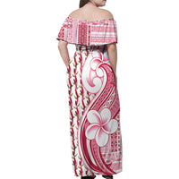 Samoa Teuila Family Matching Off Shoulder Maxi Dress and Hawaiian Shirt White Samoan Siapo Motifs