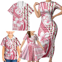 Samoa Teuila Family Matching Short Sleeve Bodycon Dress and Hawaiian Shirt White Samoan Siapo Motifs LT05 - Polynesian Pride