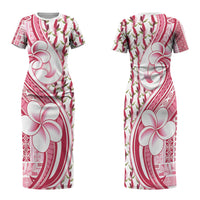 Samoa Teuila Family Matching Short Sleeve Bodycon Dress and Hawaiian Shirt White Samoan Siapo Motifs LT05 Mom's Dress White - Polynesian Pride