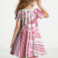 Samoa Teuila Kid Short Sleeve Dress White Samoan Siapo Motifs LT05 - Polynesian Pride