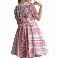 Samoa Teuila Kid Short Sleeve Dress White Samoan Siapo Motifs LT05 - Polynesian Pride