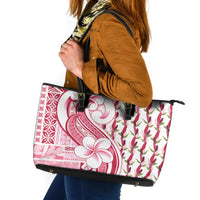 Samoa Teuila Leather Tote Bag White Samoan Siapo Motifs