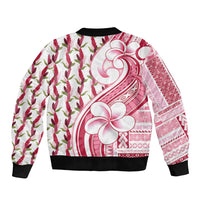 Samoa Teuila Sleeve Zip Bomber Jacket White Samoan Siapo Motifs