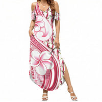 Samoa Teuila Summer Maxi Dress White Samoan Siapo Motifs LT05 Women White - Polynesian Pride