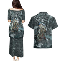 Hawaii Mo'o Lizard God Couples Matching Puletasi and Hawaiian Shirt Polynesian Style