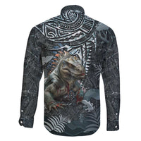 Hawaii Mo'o Lizard God Family Matching Off The Shoulder Long Sleeve Dress and Hawaiian Shirt Polynesian Style LT05 - Polynesian Pride