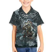 Hawaii Mo'o Lizard God Family Matching Summer Maxi Dress and Hawaiian Shirt Polynesian Style LT05 Son's Shirt Green - Polynesian Pride