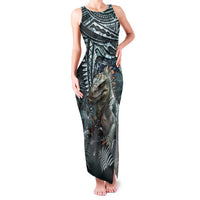 Hawaii Mo'o Lizard God Family Matching Tank Maxi Dress and Hawaiian Shirt Polynesian Style