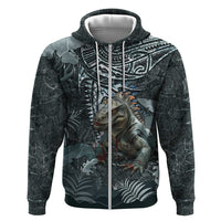 Hawaii Mo'o Lizard God Hoodie Polynesian Style LT05 Zip Hoodie Green - Polynesian Pride