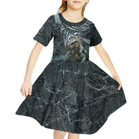 Hawaii Mo'o Lizard God Kid Short Sleeve Dress Polynesian Style