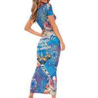 Happy Diwali Festival Family Matching Short Sleeve Bodycon Dress and Hawaiian Shirt Diya Lamp Rangoli With Polynesian Pattern