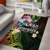 Hawaii Strong Area Rug Polynesian Tribal Tropical Flowers