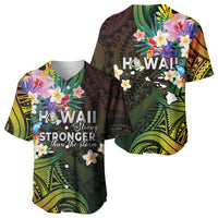 Hawaii Strong Baseball Jersey Polynesian Tribal Tropical Flowers