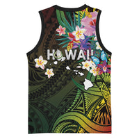 Hawaii Strong Basketball Jersey Polynesian Tribal Tropical Flowers