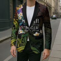 Hawaii Strong Blazer Polynesian Tribal Tropical Flowers