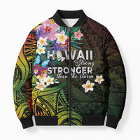 Hawaii Strong Bomber Puffer Jacket Polynesian Tribal Tropical Flowers